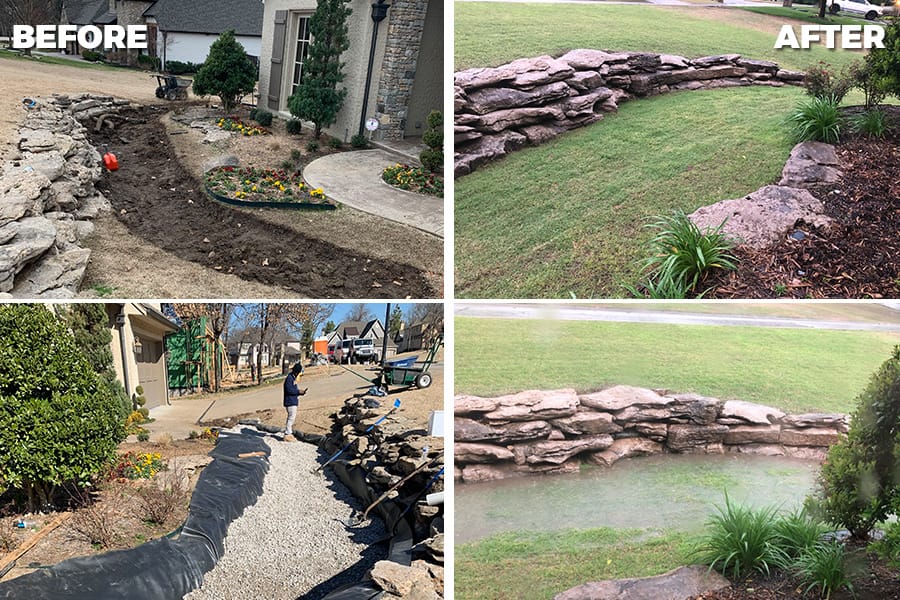 Tulsa French Drain Before After 2